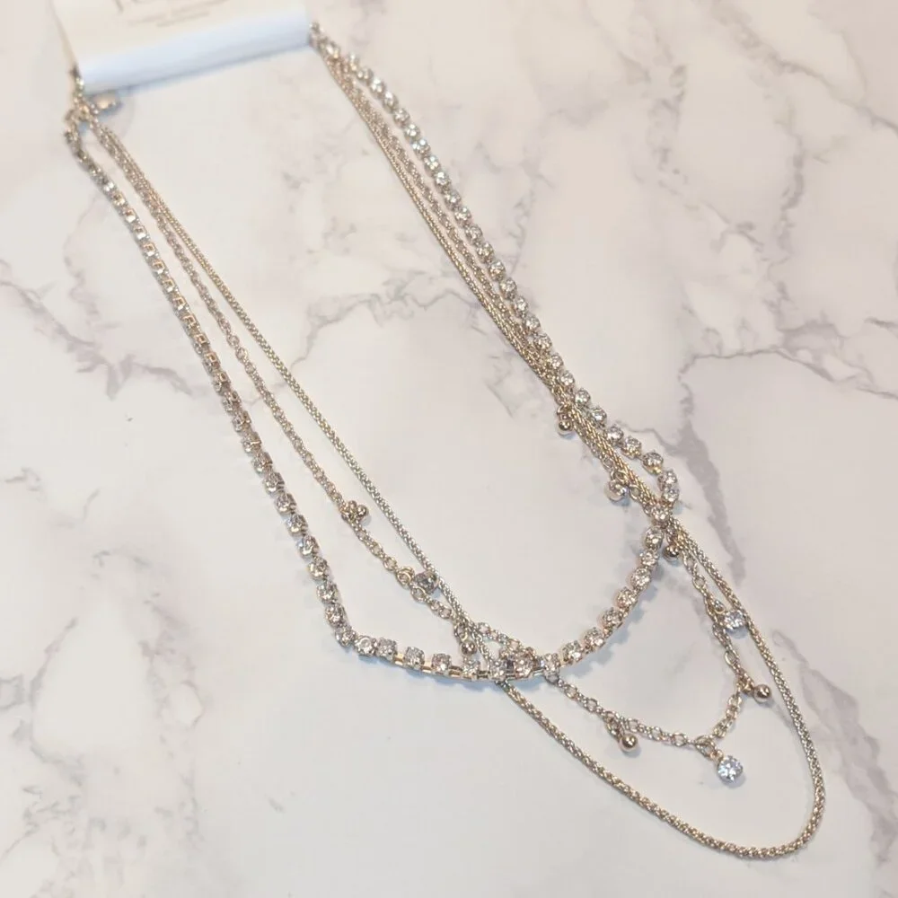 J.Crew Factory Crystal Layering Necklace
